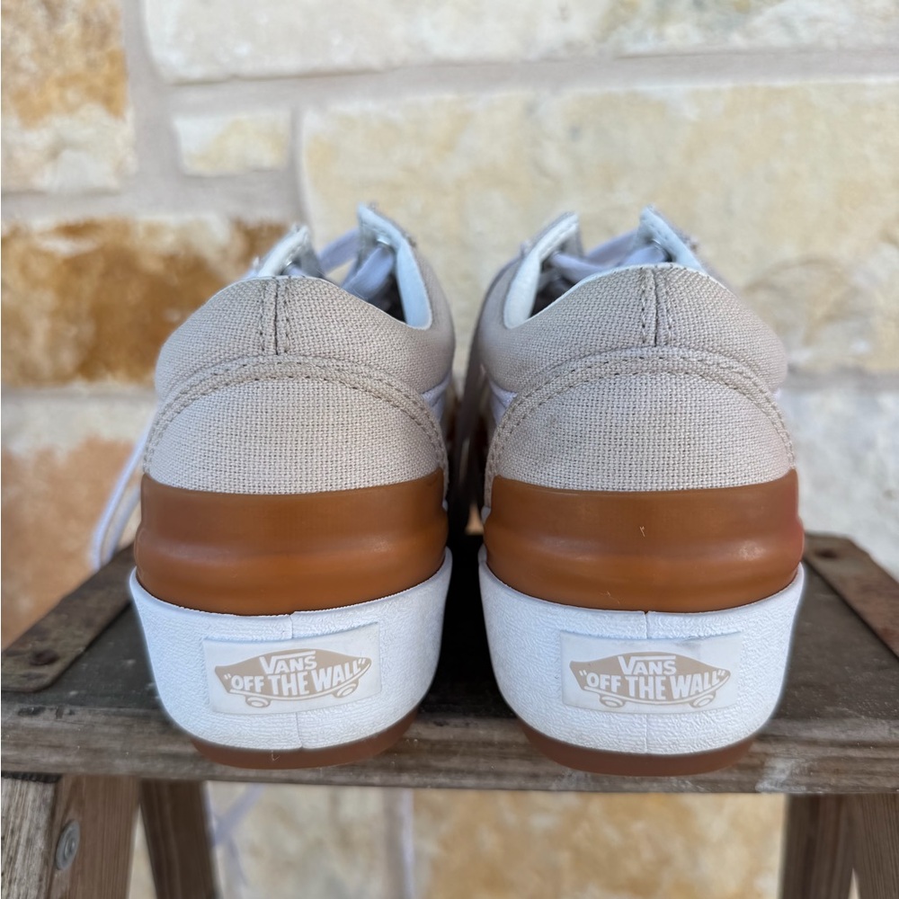 Vans Old Skool Stackform Khaki Tan Gum Sole Platform Sneakers Men 4 / Women 5.5 - Picture 4 of 11